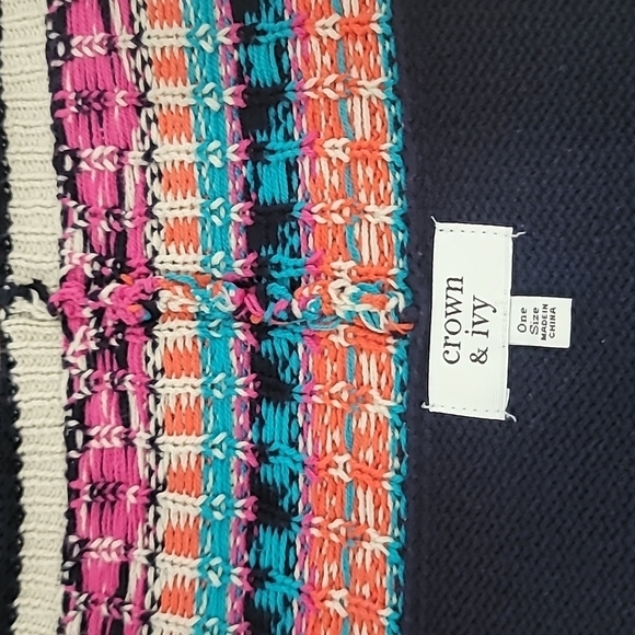 Crown & Ivy Aztec Print Open Front Border Cape/Cardigan - Picture 7 of 9